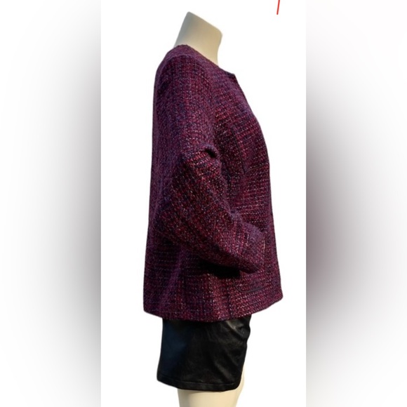 TALBOTS Muticolor Magenta, Burgundy, Purple, Wool Blend Tweed Plus Blazer, 20W - Picture 13 of 16